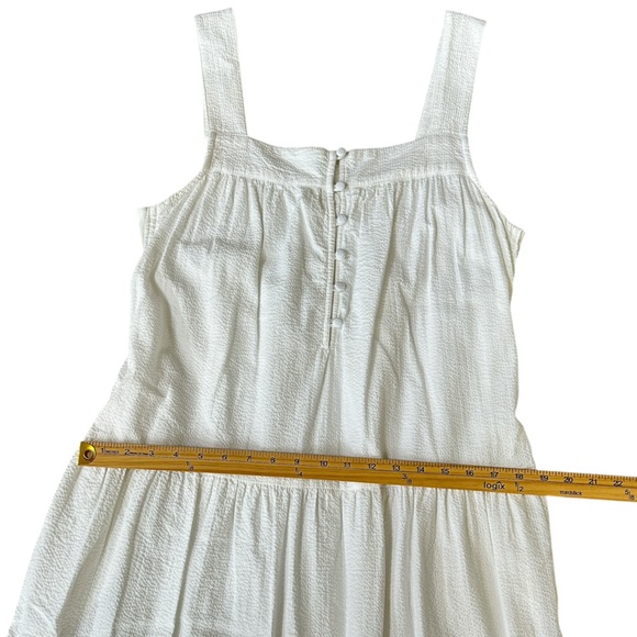 Faherty Marina Seersucker Maxi Dress White, Tiered Boho Maxi Dress, Size Small - Picture 7 of 11